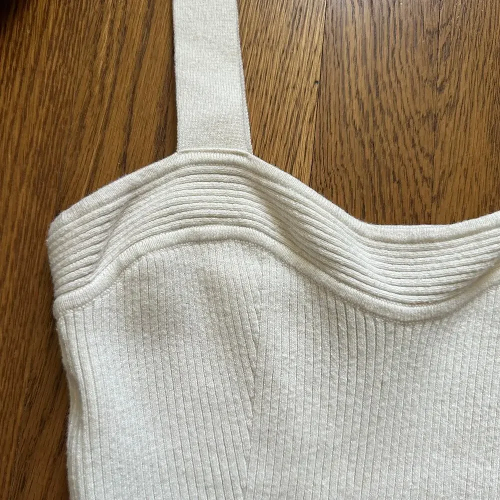 Abercrombie & Fitch White Knit Ribbed Sleeveless Bodysuit